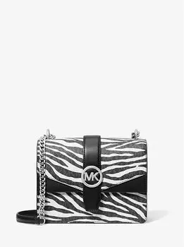 Сумка через плечо Greenwich с логотипом и анималистичным принтом Michael Kors, черный