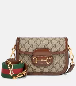 Сумка через плечо Gucci Horsebit 1955 Mini с кожаной отделкой Gucci, бежевый