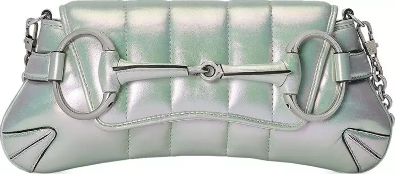 Сумка через плечо Gucci Horsebit Chain Small 'Green Iridescent', зеленый