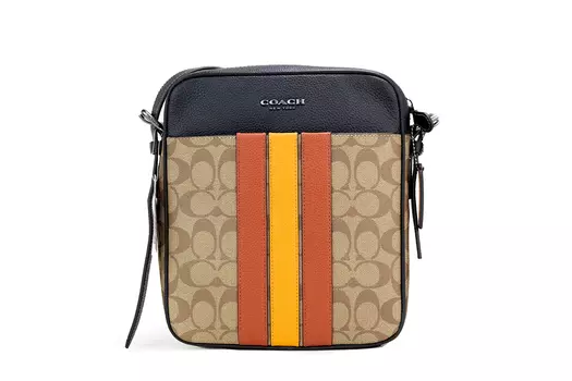 Сумка через плечо Hudson 21 Signature Varsity Stripe из парусиновой ткани с покрытием Coach