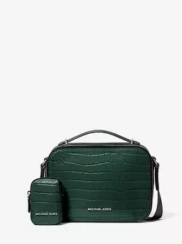 Сумка через плечо Hudson из тисненой кожи крокодила Michael Kors, зеленый