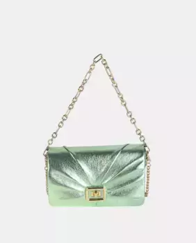 Сумка через плечо и через плечо из зеленого металлического полиуретана с клапаном и металлической застежкой Volum, зеленый