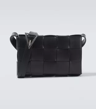 Сумка через плечо Intreccio из кожи Cassette Bottega Veneta, Black-Silver