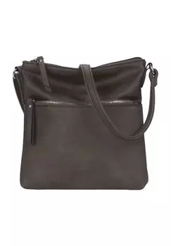 Сумка через плечо, искусственная кожа, отделение на молнии, однотонная, женская Emily & Noah, серый