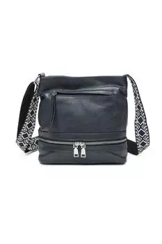 Сумка через плечо Ithnan из искусственной кожи с четырьмя молниями и холщовым ремешком Fontanella Fashion, синий