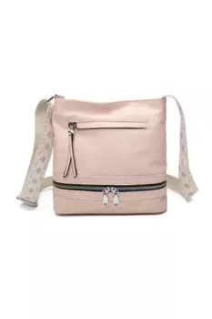 Сумка через плечо Ithnan из искусственной кожи с четырьмя молниями и холщовым ремешком Fontanella Fashion, розовый