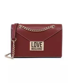 Сумка через плечо из экокожи винного цвета. Love Moschino, красный