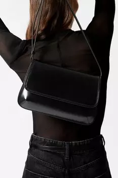 Сумка через плечо из блестящей кожи & Other Stories, черный