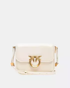 Сумка через плечо из блестящей кожи Pinko, белый
