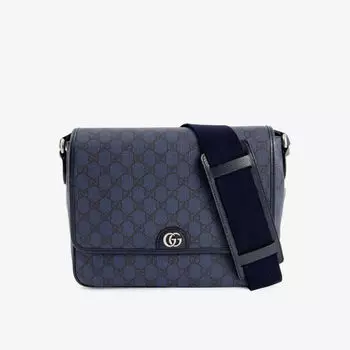 Сумка через плечо из холщовой ткани с монограммой Gucci, синий
