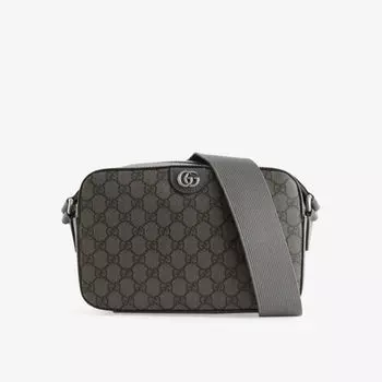 Сумка через плечо из холщовой ткани с монограммным покрытием Gucci, серый