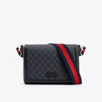 Сумка через плечо из холщовой ткани с монограммой Gucci, черный