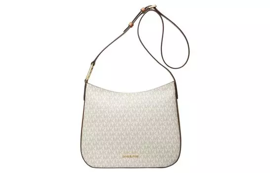 Сумка через плечо из холста, большая женская, цвета ванили и желудя MICHAEL KORS