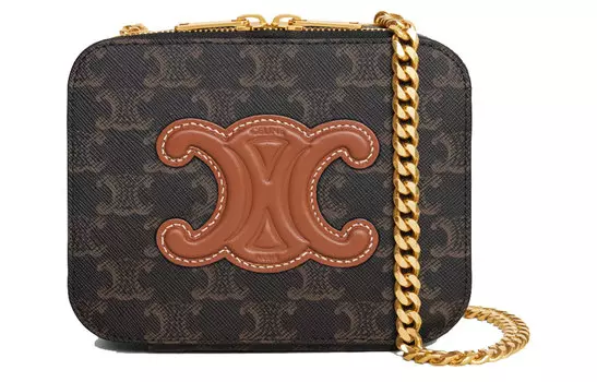 Сумка через плечо из холста с кожей, женская, цвет «Tawny» CELINE