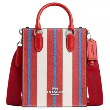 Сумка через плечо из холста с кожей, женская, мини-сумка, разноцветная COACH