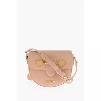 Сумка через плечо из искусственной кожи LOVE с золотым зажимом в форме сердца Moschino, бежевый