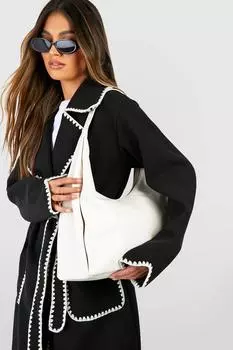 Сумка через плечо из искусственной кожи с напуском boohoo, белый