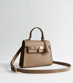 Сумка через плечо из искусственной кожи с верхней ручкой New Look, светло-коричневый