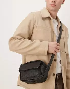 Сумка через плечо из искусственной кожи с тиснением черного цвета ASOS DESIGN