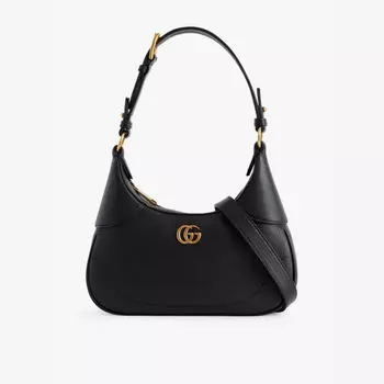 Сумка через плечо из изогнутой кожи Aphrodite Gucci, черный