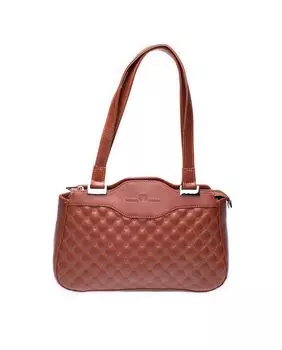 Сумка через плечо из коричневой кожи наппа со стеганой вышивкой Laura Valle, светло-коричневый