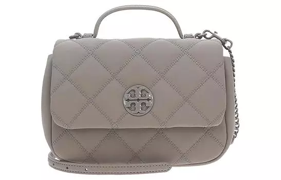 Сумка через плечо из коровьей кожи, женская серая, Trumpets TORY BURCH