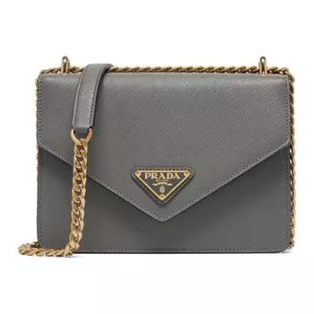 Сумка через плечо из коровьей кожи, женская, серая PRADA
