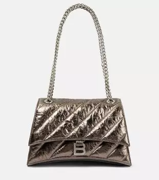 Сумка через плечо из кожи Crush Balenciaga, коричневый