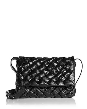 Сумка через плечо из кожи Foulard Intreccio Bottega Veneta, черный