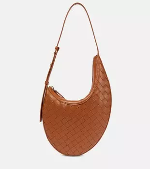 Сумка через плечо из кожи интрекчато Bottega Veneta, коричневый
