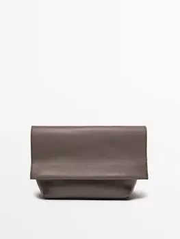 Сумка через плечо из кожи наппа с клапаном Massimo Dutti, желтый
