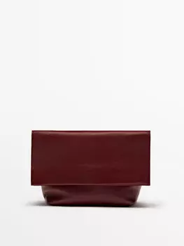 Сумка через плечо из кожи наппа с клапаном Massimo Dutti, красный