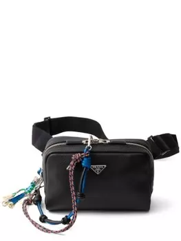 Сумка через плечо из кожи с декоративными элементами Prada, черный