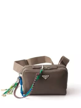 Сумка через плечо из кожи с декоративными элементами Prada, серый