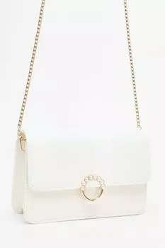 Сумка через плечо из кремовой искусственной кожи QUIZ Clothing