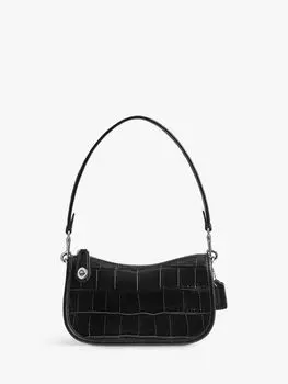 Сумка через плечо из крокодиловой кожи Coach, черный