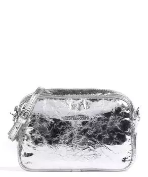 Сумка через плечо из мелкозернистой кожи. Patrizia Pepe, серебряный