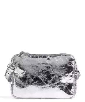 Сумка через плечо из мелкозернистой кожи. Patrizia Pepe, серебряный