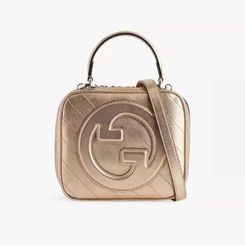 Сумка через плечо из металлизированной кожи Blondie Gucci, бежевый