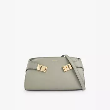 Сумка через плечо из мягкой кожи Hug со съемным ремешком Ferragamo, серый