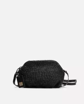 Сумка через плечо из мытой воловьей кожи растительного дубления, плетеная вручную Biba, черный