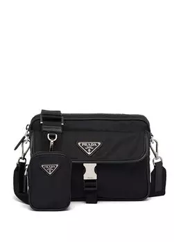 Сумка через плечо из нейлона и сафьяновой кожи Prada