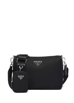 Сумка через плечо из нейлона и сафьяновой кожи Prada