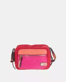 Сумка через плечо из нейлона размера Peaueo в сочетании с кожей, детали ручек и логотип бледно-розового цвета Volum, красный