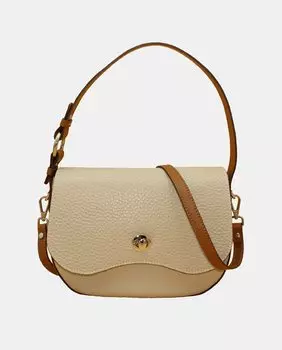 Сумка через плечо из необработанной кожи с клапаном и застежкой Cats