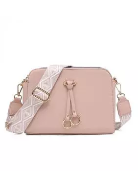 Сумка через плечо из парусины с тремя секциями на молнии JFY, розовый