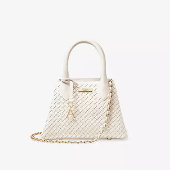 Сумка через плечо из плетеной кожи с логотипом Paris Aspinal Of London, белый