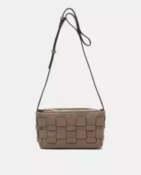 Сумка через плечо из плетеной ткани серо-коричневого цвета из переработанных материалов Abbacino, цвет Topo