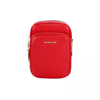 Сумка через плечо из ярко-красной шагреневой кожи от Jet Set North South Chain Michael Kors
