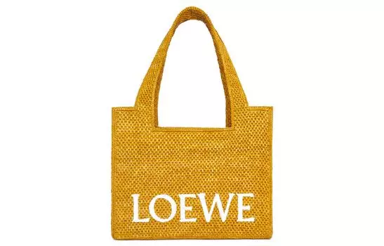 Сумка через плечо из рафии, женская, среднего размера, цвет охра LOEWE